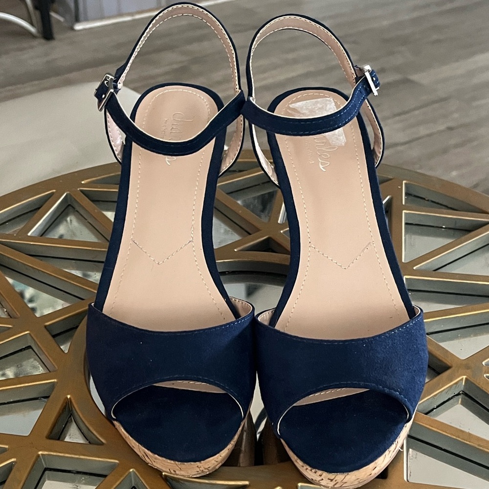 Charles by Charles David Navy Wedge Sandals - Picture 3 of 14